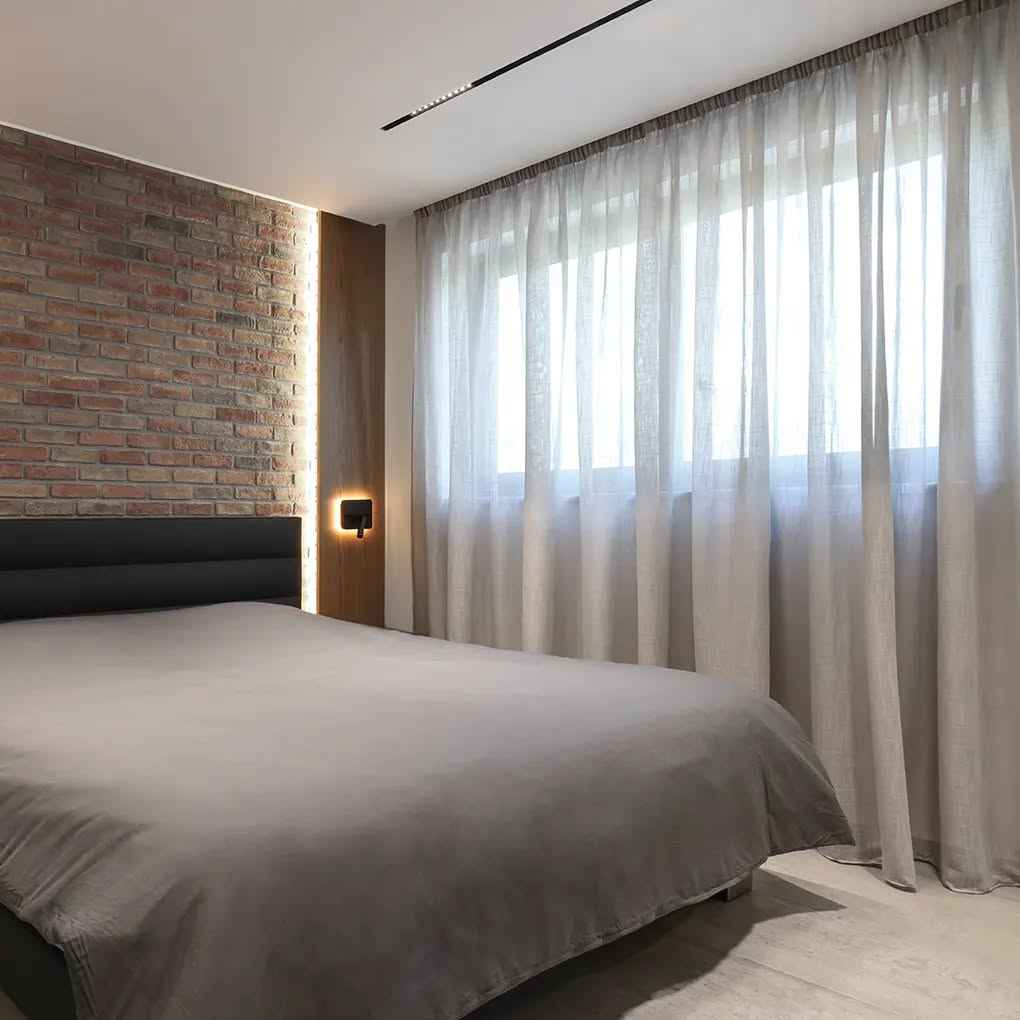bedroom motorized curtains