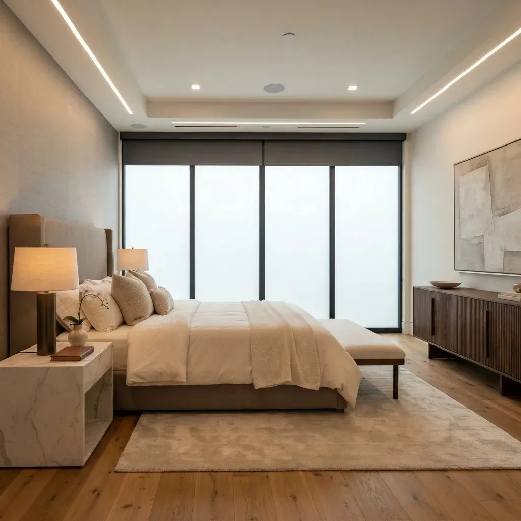 bedroom motorized blinds