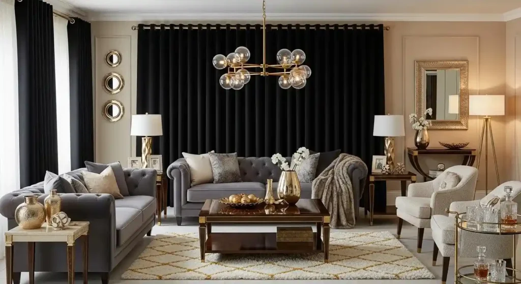 Black Blackout Eyelet Curtains for livingroom