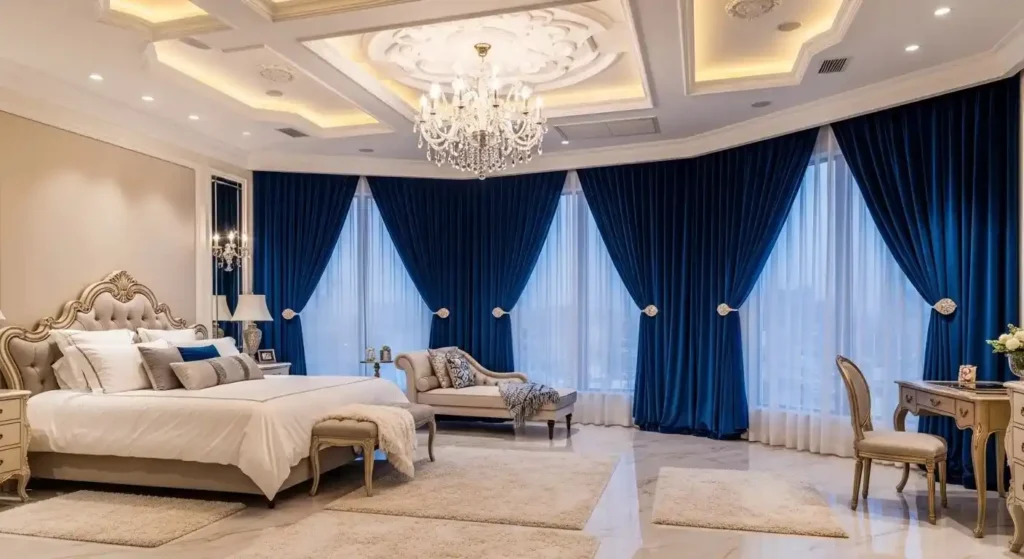 Blue Floor To Ceiling Curtains