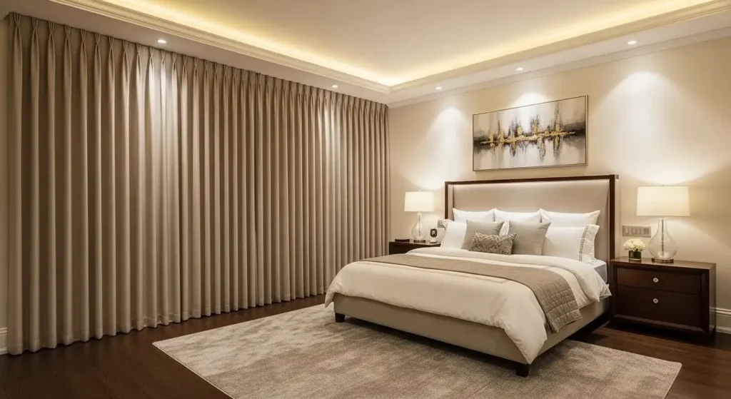 Premium Double Pinch Pleat Curtains bedroom