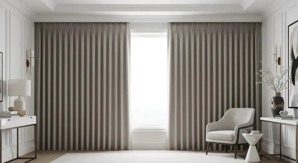 Gray Double Pinch Pleat Curtains