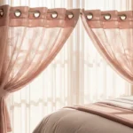 Pink eyelet sheer curtains