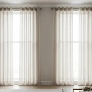 White eyelet sheer curtains livingroom