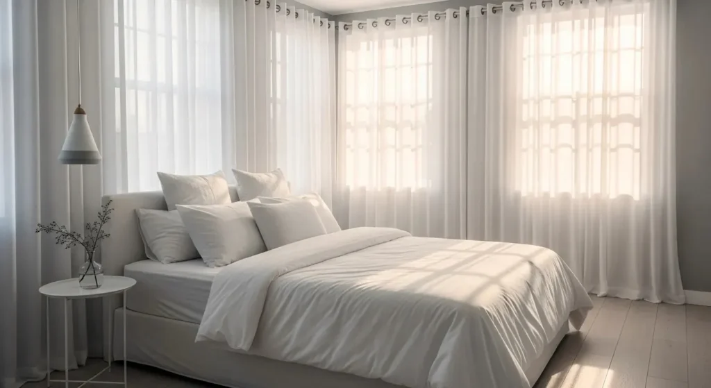 White eyelet sheer curtains