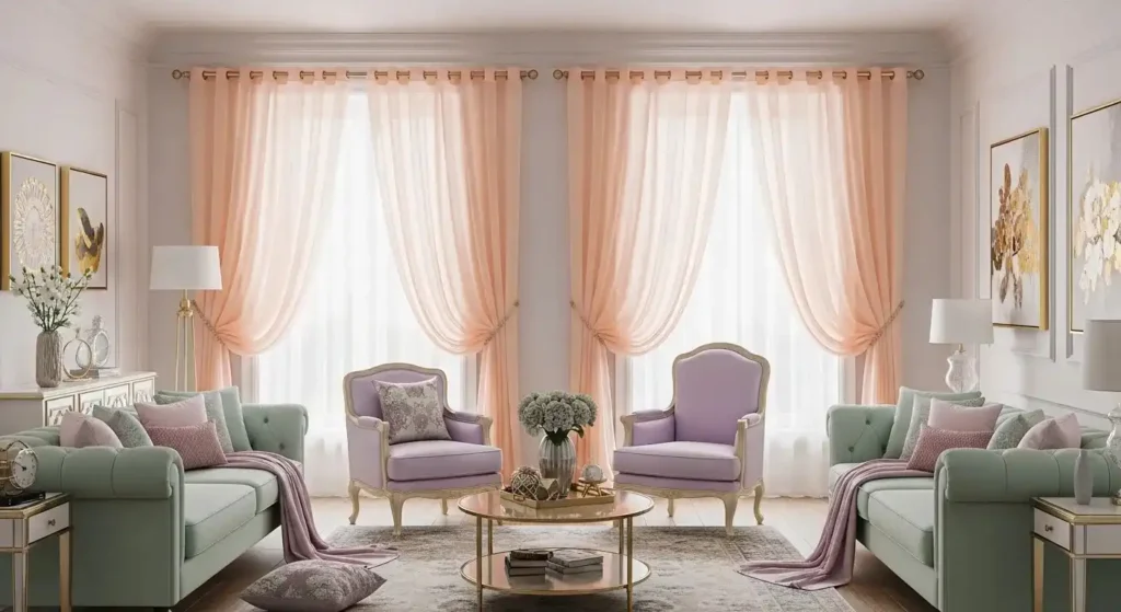 Elegant eyelet sheer curtains livingroom