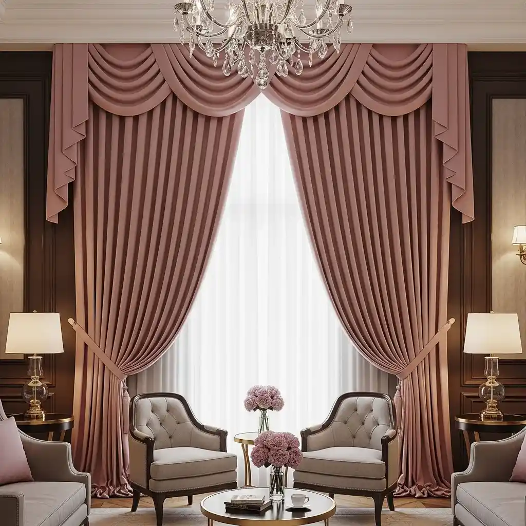 pink american style curtains