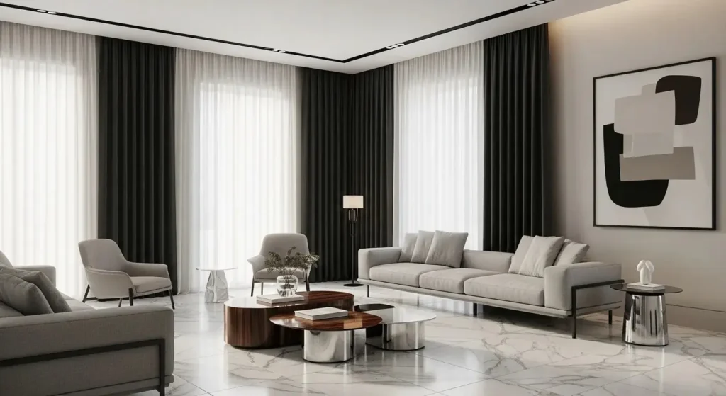 Sheer and Blackout Curtains Combination