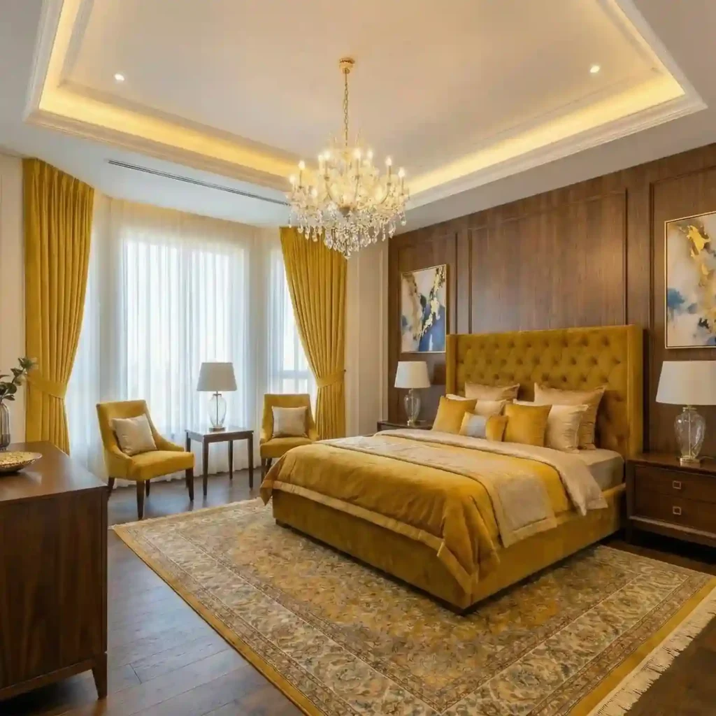 yellow american style curtains